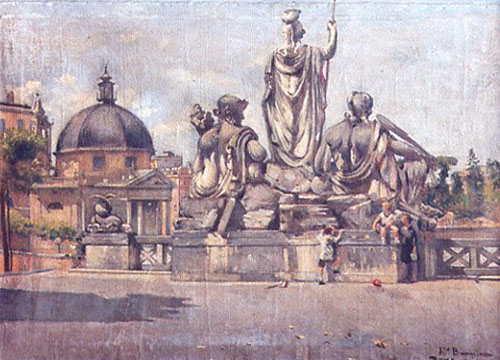 Augusto Bompiani,Première terrasse du Pincio, Piazza del Popolo (1870-1930, date indéterminée)